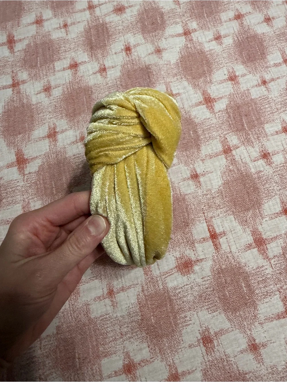 Anthropologie Velvet Knotted Headband in Yellow